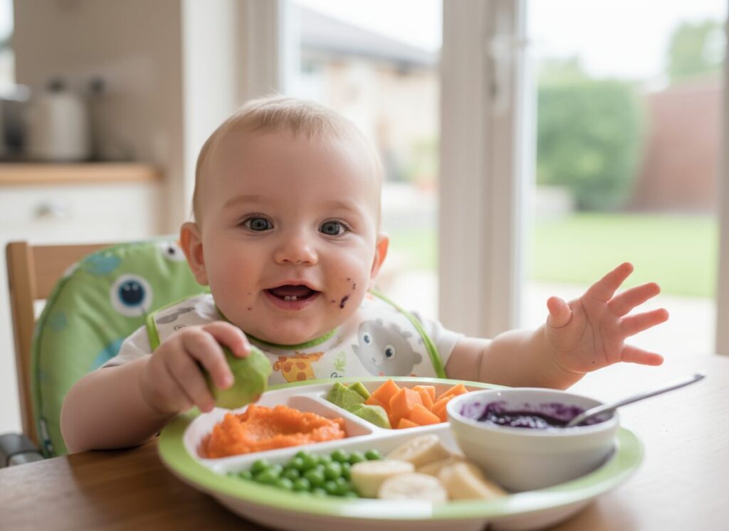 食事に興味を持っている赤ちゃん