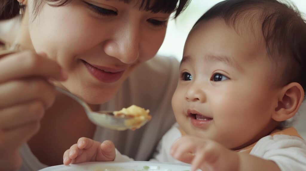 スプーンを口に入れても嫌がらない赤ちゃんの様子